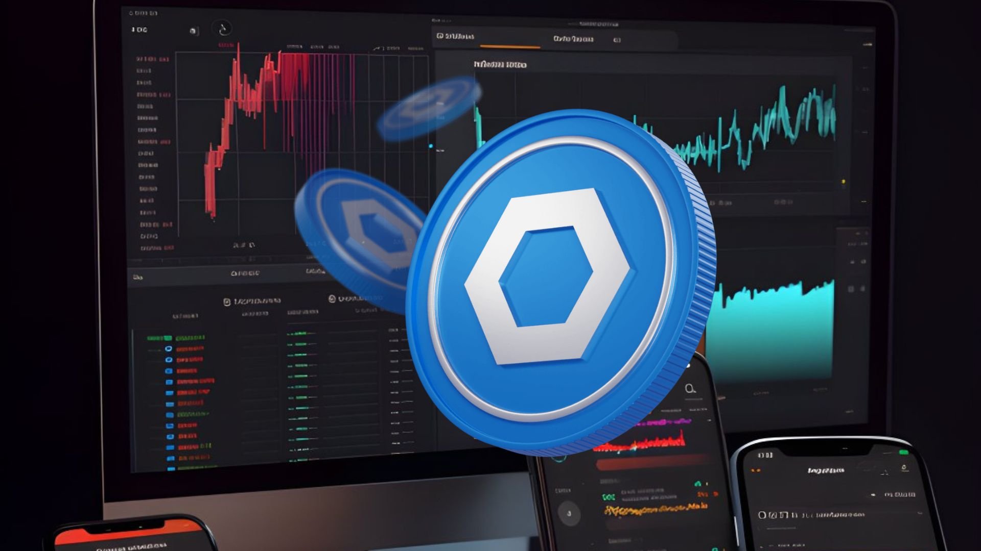Digital dashboard interface displaying tokenized US stocks with real-time charts and blockchain elements, representing on-chain trading platforms like Kraken, Ondo, and Robinhood.