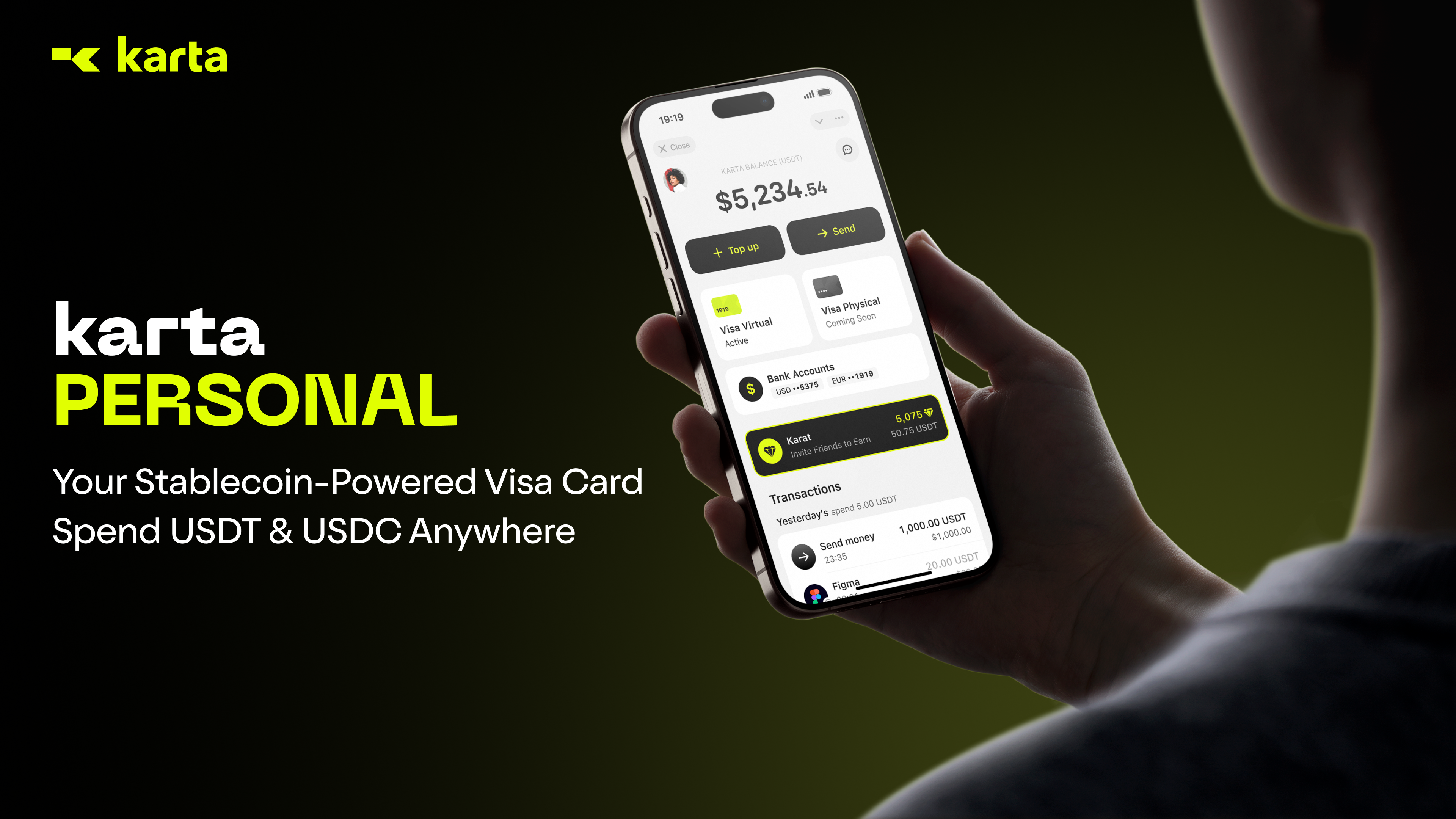 Digital nomad receiving USDC payment notification on smartphone while working remotely