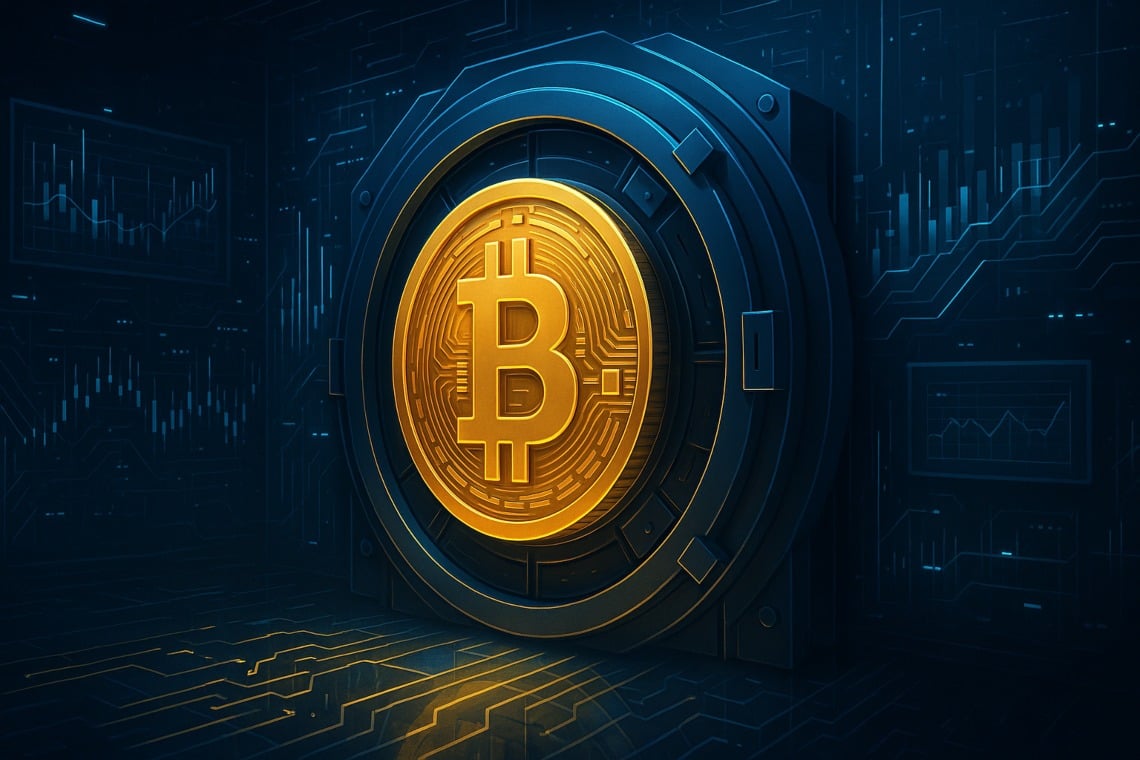 Digital vault surrounded by blockchain symbols representing insured DeFi treasuries in 2025