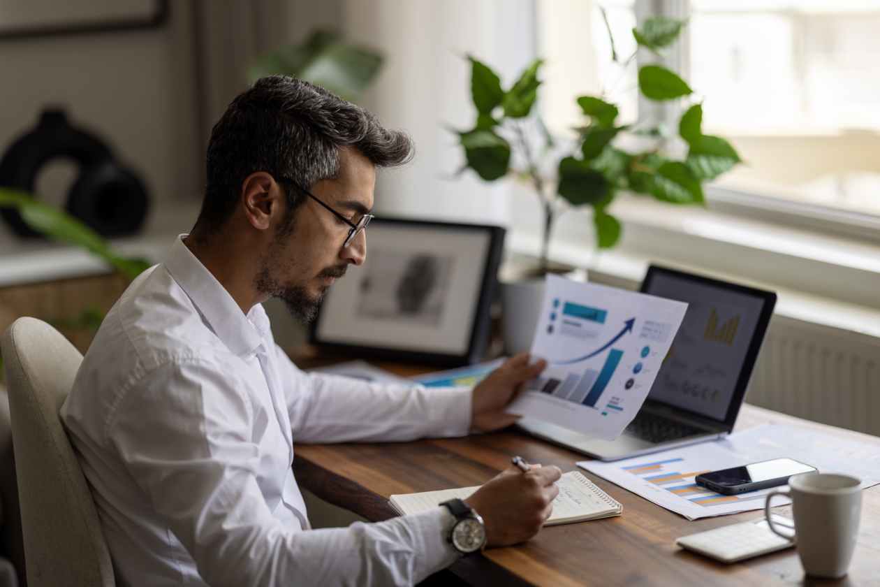 Diverse group of professionals discussing retirement plan options on a tablet displaying cryptocurrency charts, representing the impact of the Retirement Investment Choice Act on 401(k) investments in 2025.
