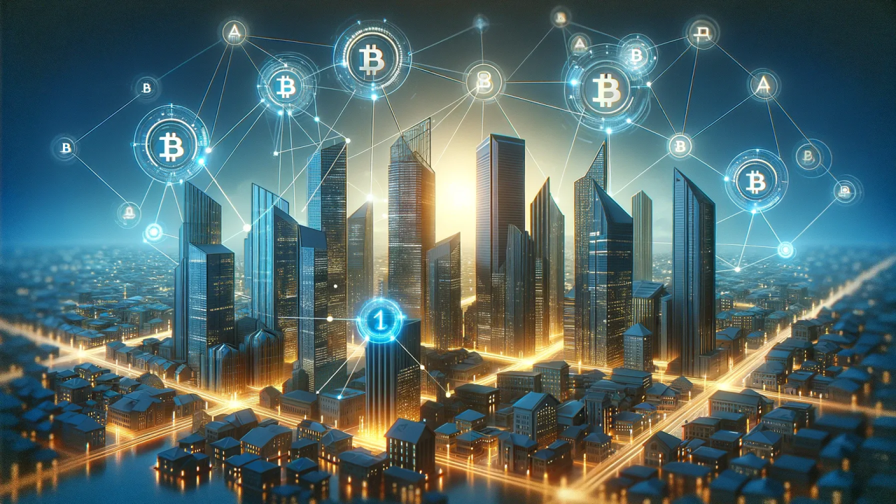 Diverse group of retail investors celebrating fractional ownership in a modern cityscape, representing tokenized real estate investment opportunities.