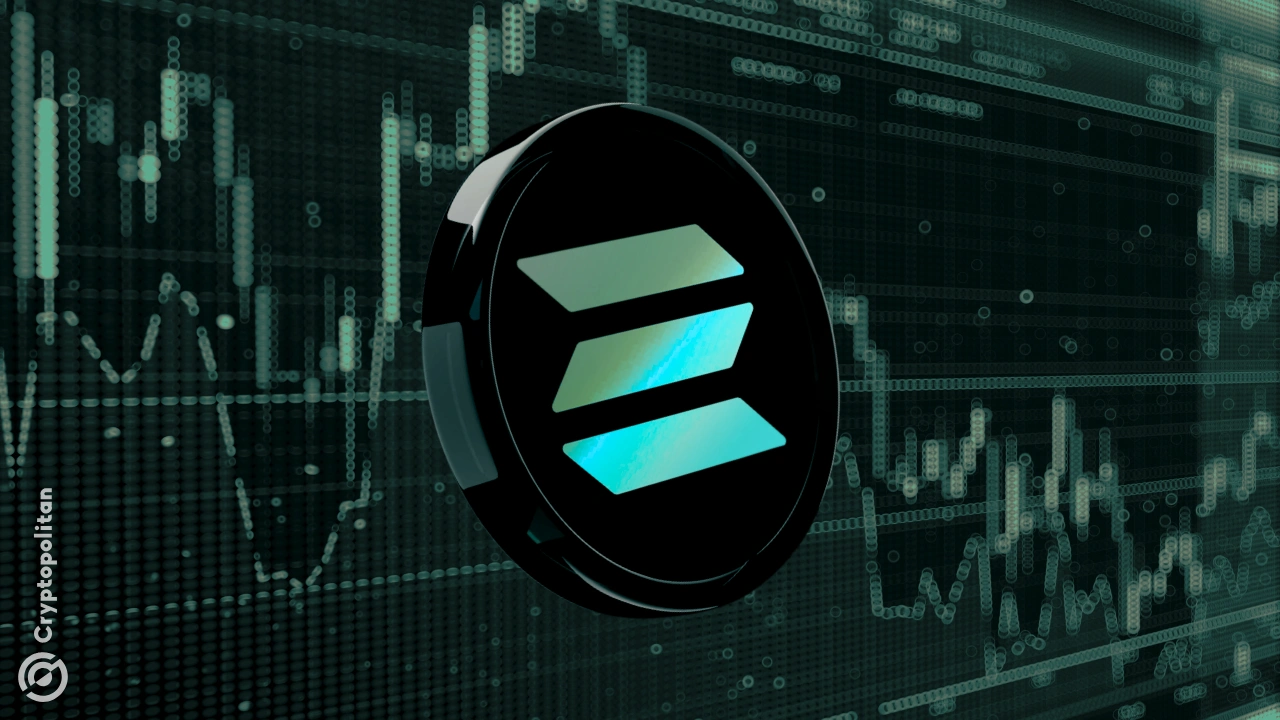 Conceptual image representing the surge in Solana DEX and Nasdaq trading volumes in 2025, featuring digital finance symbols and dynamic trading activity.