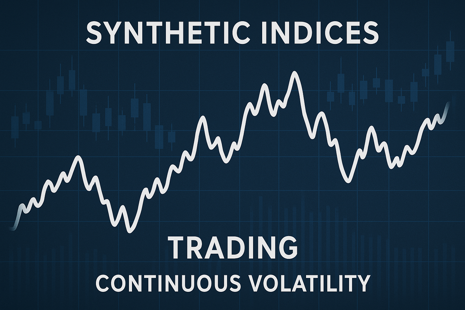 Conceptual representation of synthetic indices trading showing continuous volatility and seamless market activity without gaps, ideal for 24/7 trading environments.