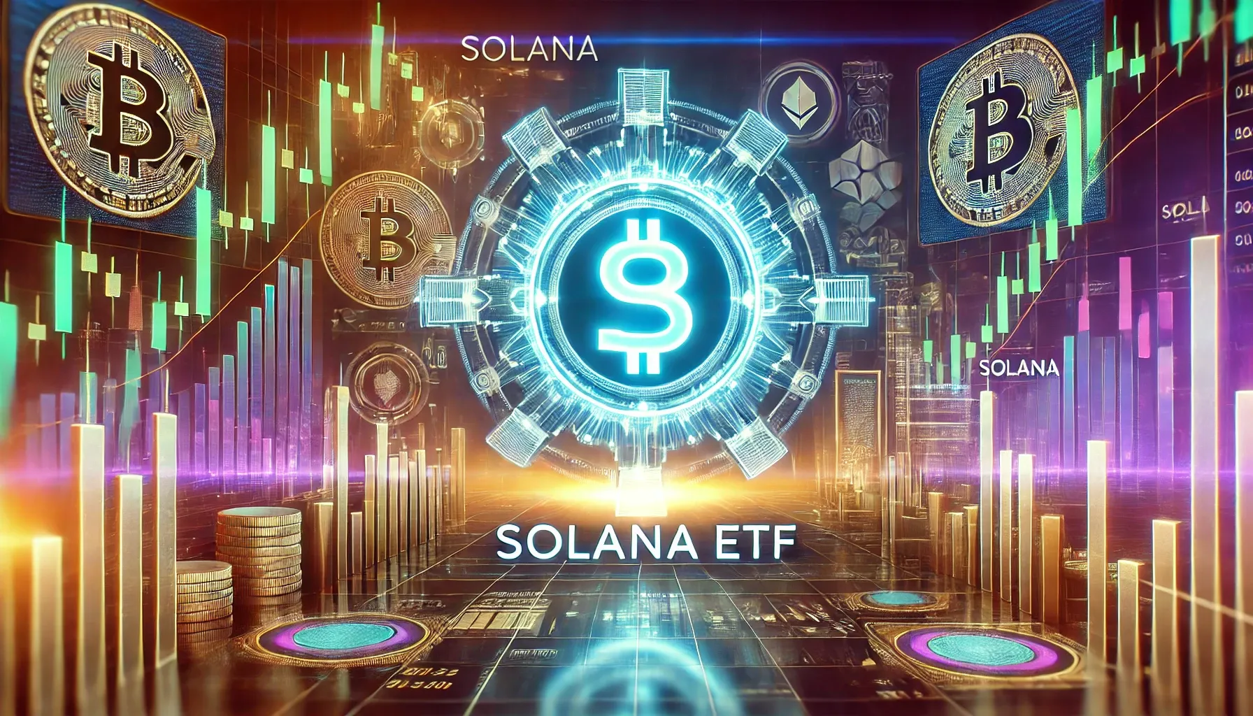 Conceptual image showing Solana blockchain and Nasdaq-100 integration, symbolizing the convergence of crypto and traditional finance in 2025