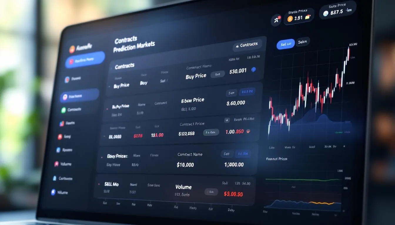 Dynamic dashboard displaying prediction market odds for major 2025 cultural and political events, featuring real-time data and interactive visualizations without specific price numbers.