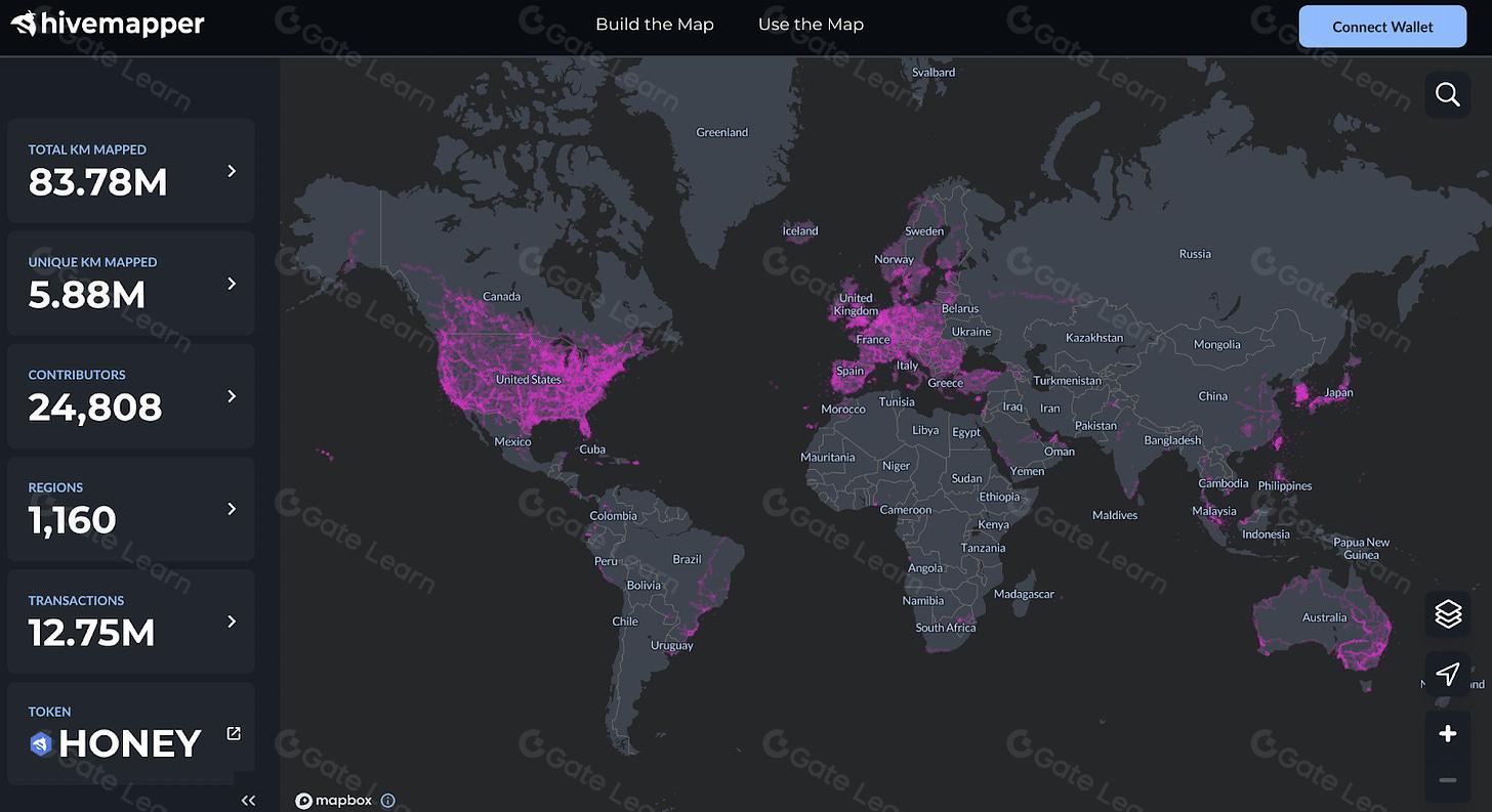 Dynamic dashboard visualizing real-time data from Solana DePIN projects, including IoT sensors, maps, and GPU nodes on a sleek interface, illustrating asset tracking innovation in 2025.