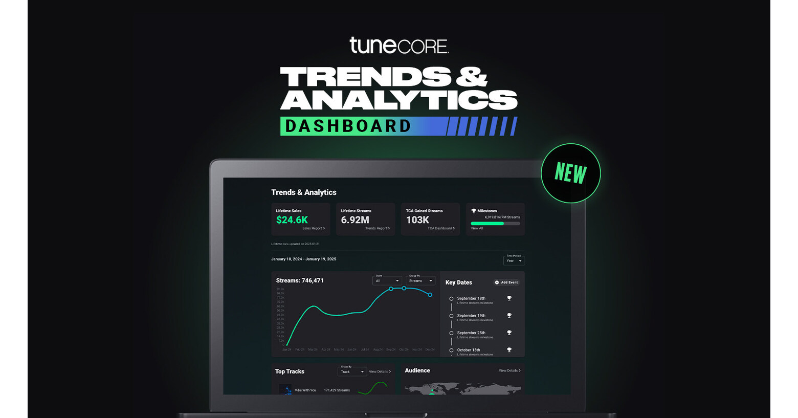 Dynamic blockchain music royalty dashboard showing real-time payouts and tokenized ownership