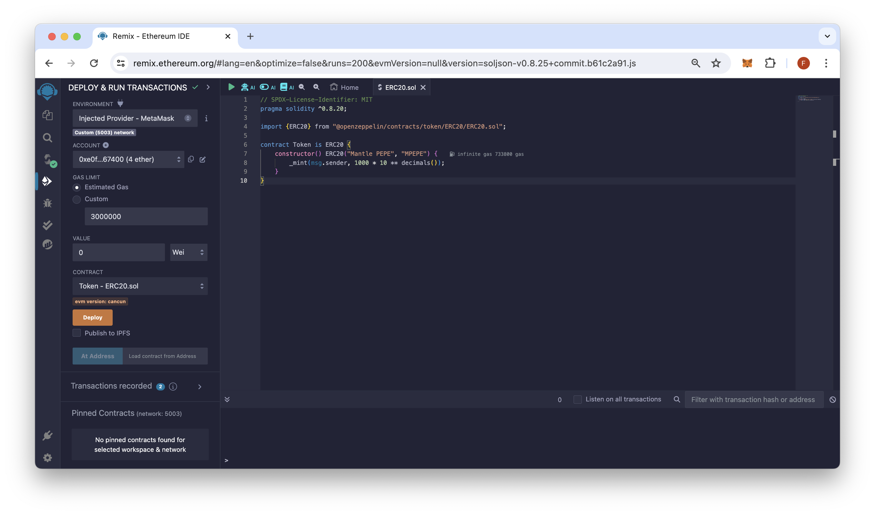 Eclypse no-code dashboard for Ethereum token creation with highlighted input fields