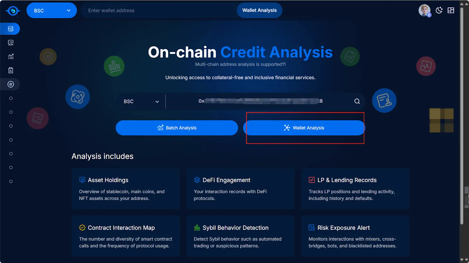 Dynamic dashboard visualizing on-chain credit scores and DeFi lending activity, featuring blockchain analytics and user credit profiles