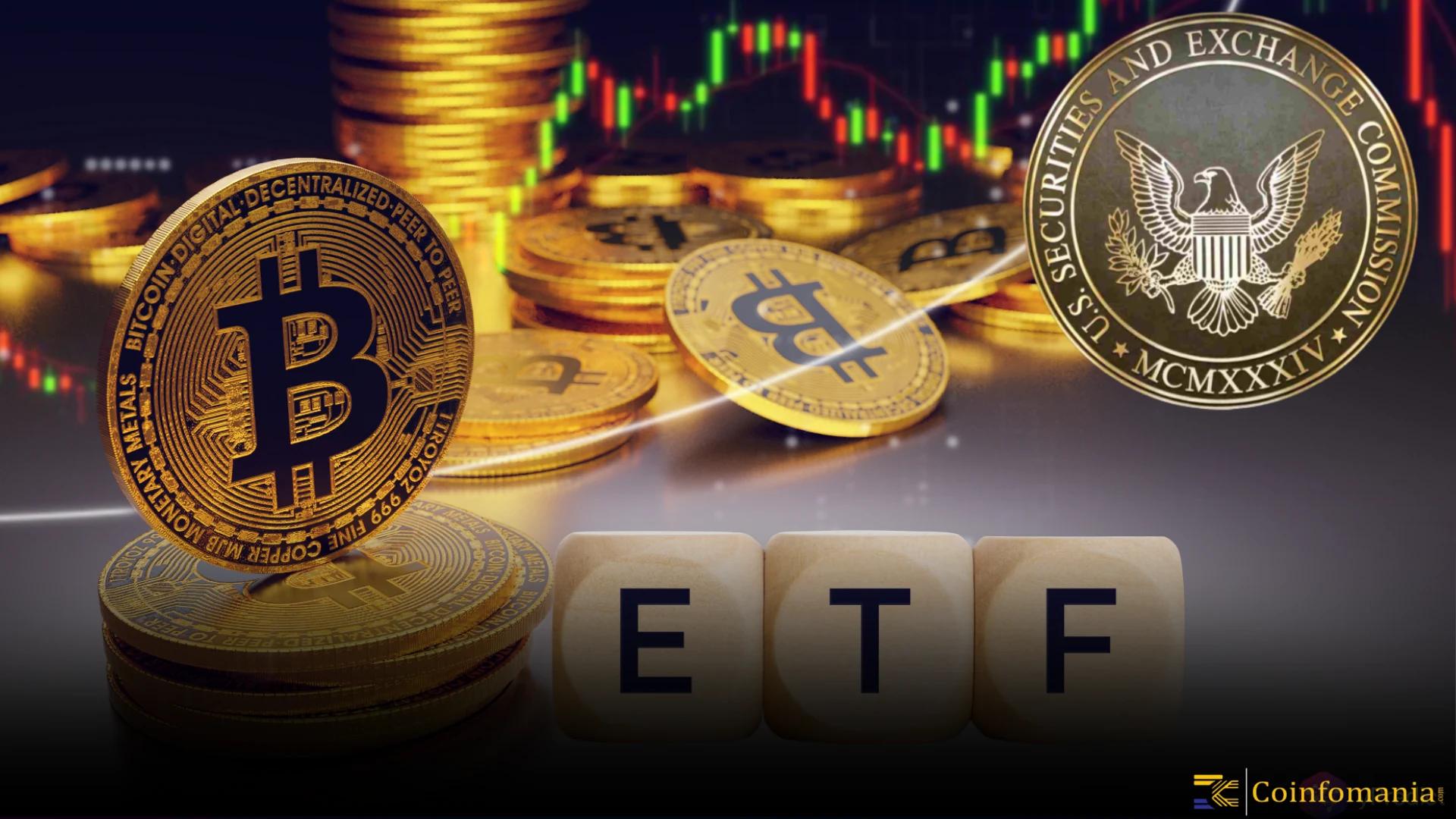 SEC building with XRP, ADA, and SOL cryptocurrency icons overlayed, symbolizing new ETF approvals and regulatory innovation in digital assets.