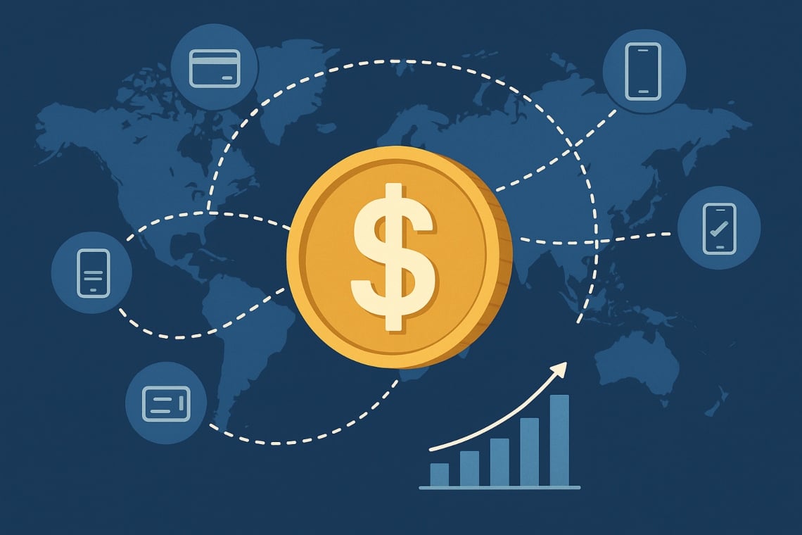 Dynamic infographic illustrating stablecoin flows across major DeFi protocols in 2024, highlighting integration, interoperability, and institutional adoption trends.