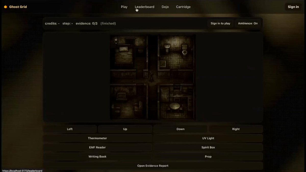 Dynamic screenshot of a fully on-chain game built with Dojo Engine on Starknet, showcasing real gameplay and blockchain integration