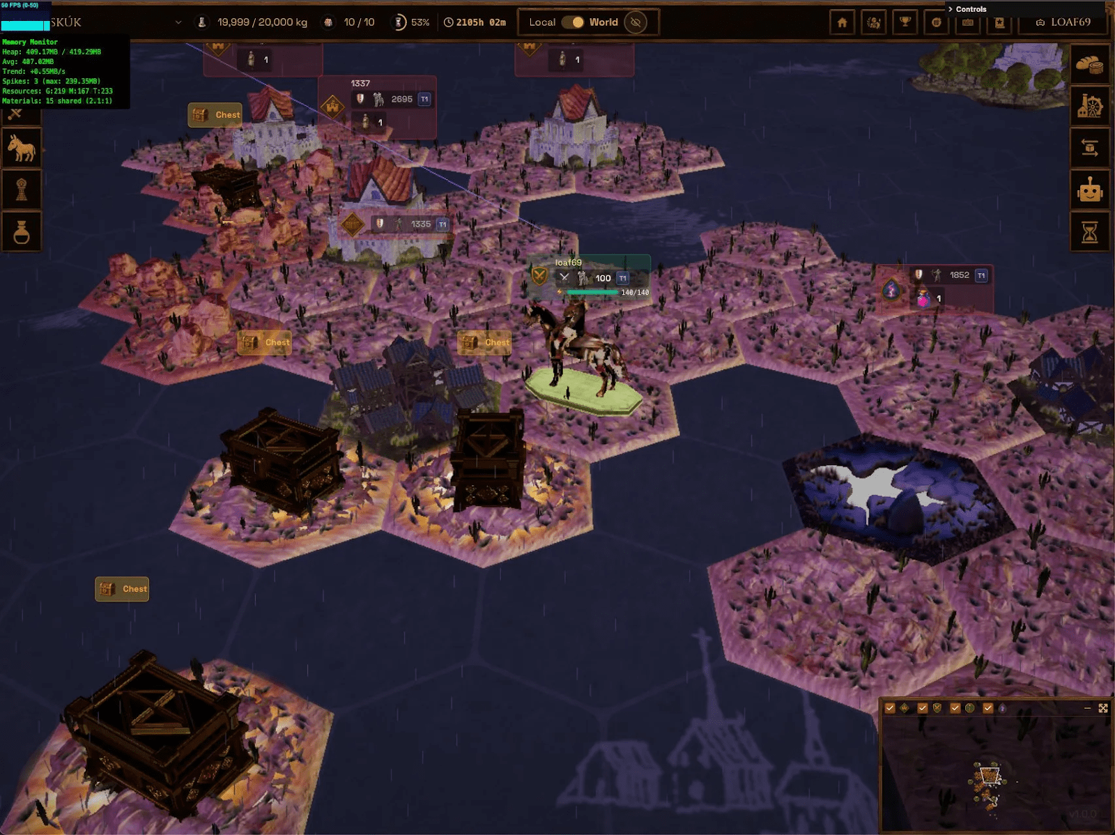 Dynamic multiplayer strategy game dashboard built with Dojo framework on Starknet blockchain, showcasing real-time gameplay and user interface