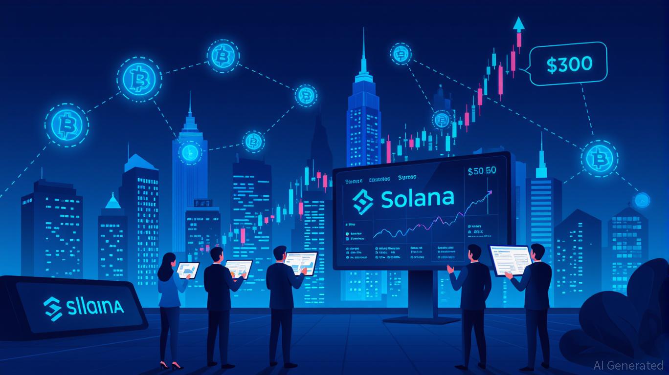Dynamic visualization of Solana's DeFi ecosystem growth in 2025, featuring staking, DeFi tokens, institutional inflows, and innovative protocols