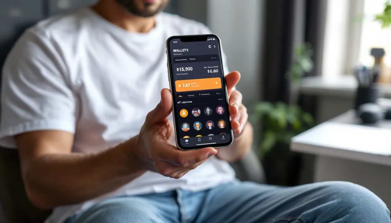 Person using a smartphone to access Base blockchain DeFi apps with a friendly and approachable interface, representing beginner-friendly crypto usage in 2025.