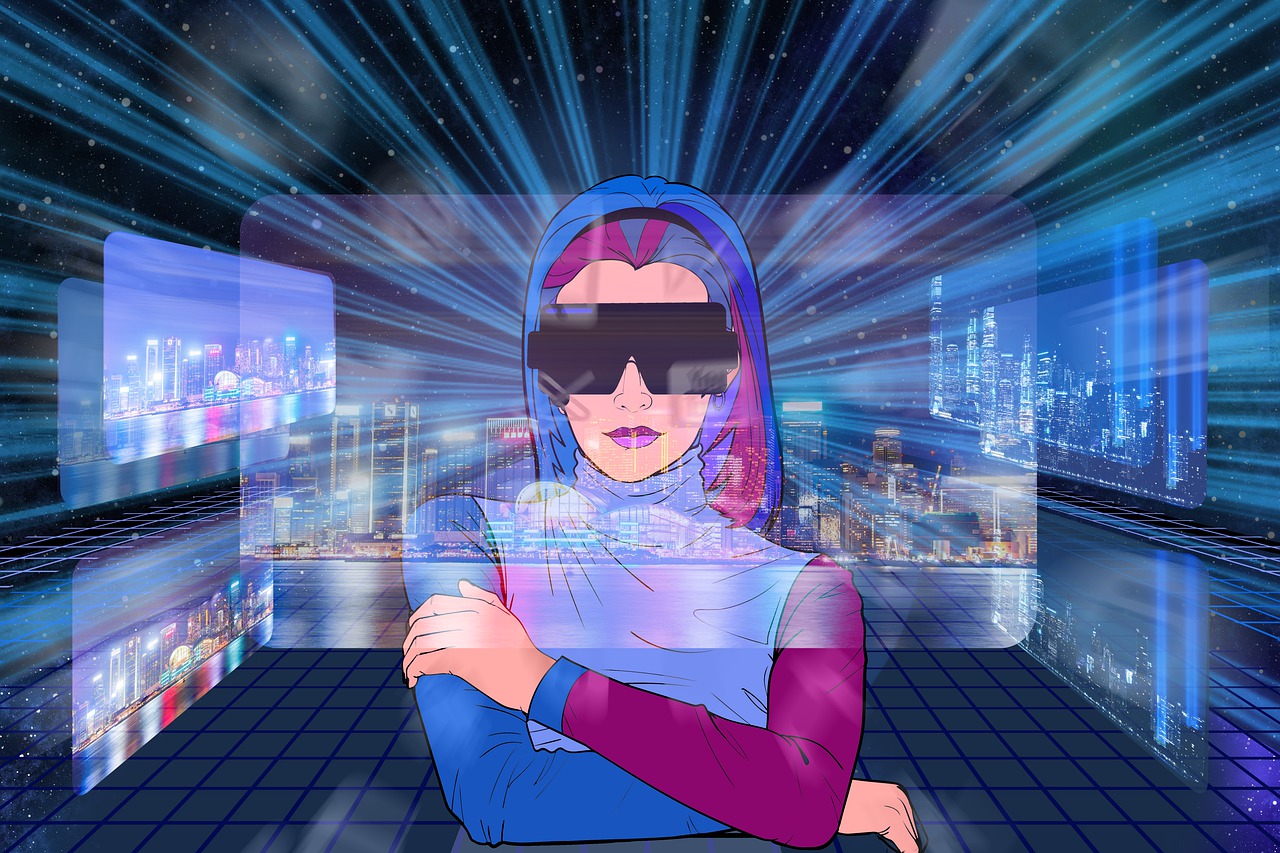 Futuristic gaming metaverse marketplace featuring AI-generated avatars and NFT items in a vibrant virtual world, illustrating the evolution of digital economies in 2025.