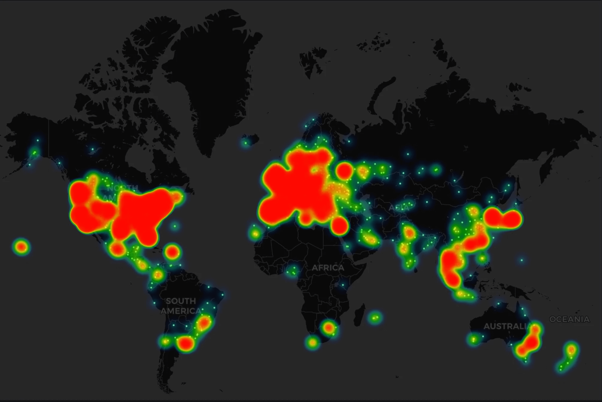 Global map showing decentralized GPU nodes lighting up across continents, illustrating worldwide AI compute network