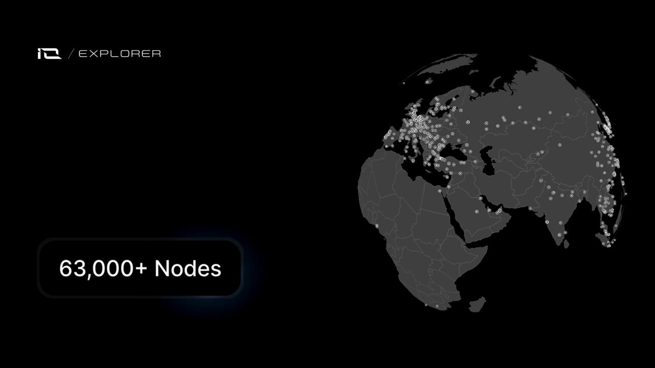 Global map showing decentralized GPU nodes powering AI compute workloads in the DePIN era