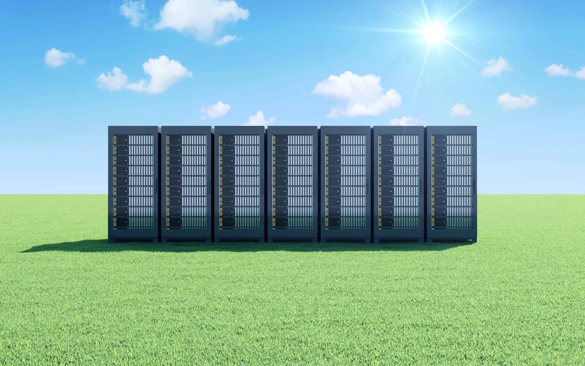 Modern eco-friendly data center powered by renewable energy for cloud mining in 2025