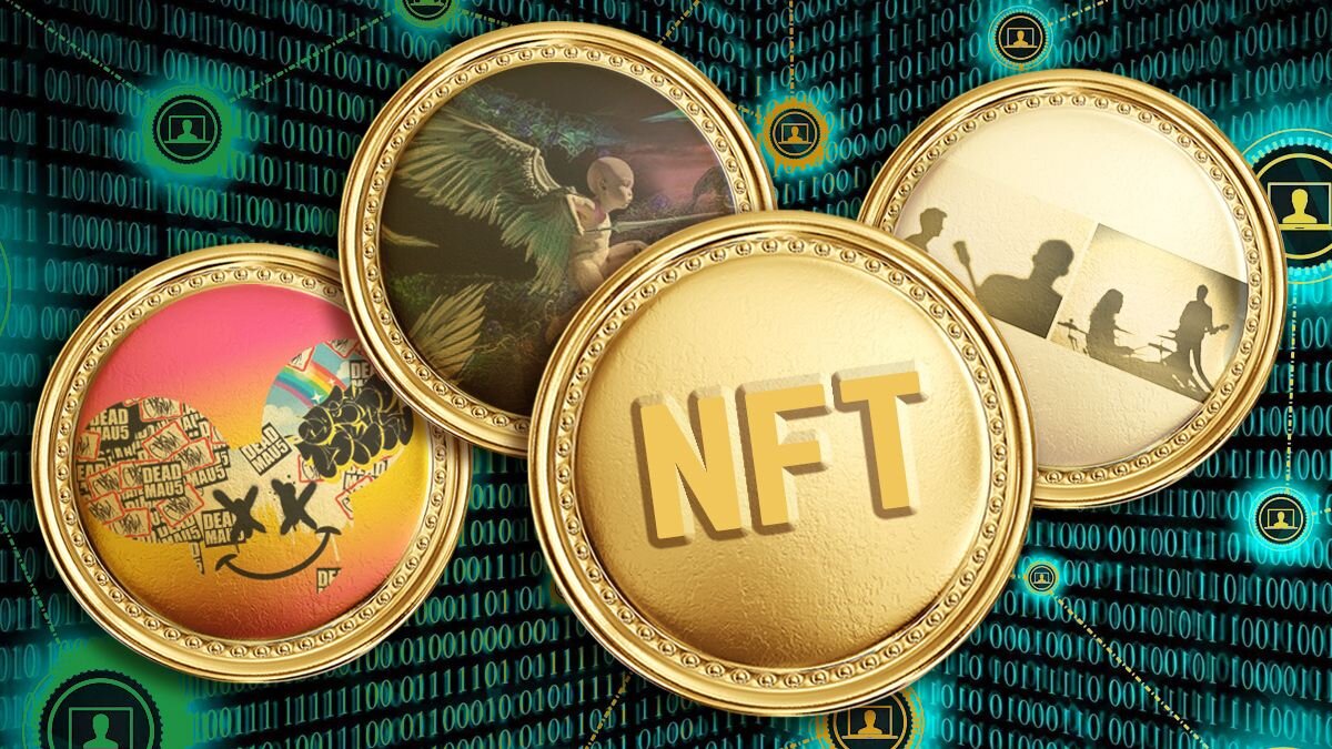 Musician celebrating instant royalty payment from music NFT sales powered by blockchain technology