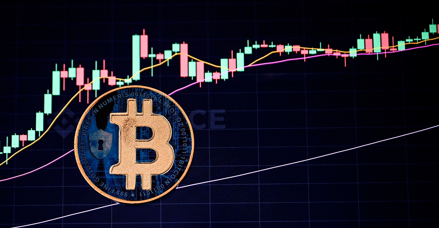 Financial advisor discussing cryptocurrency diversification strategies with retirement investors in a modern office setting