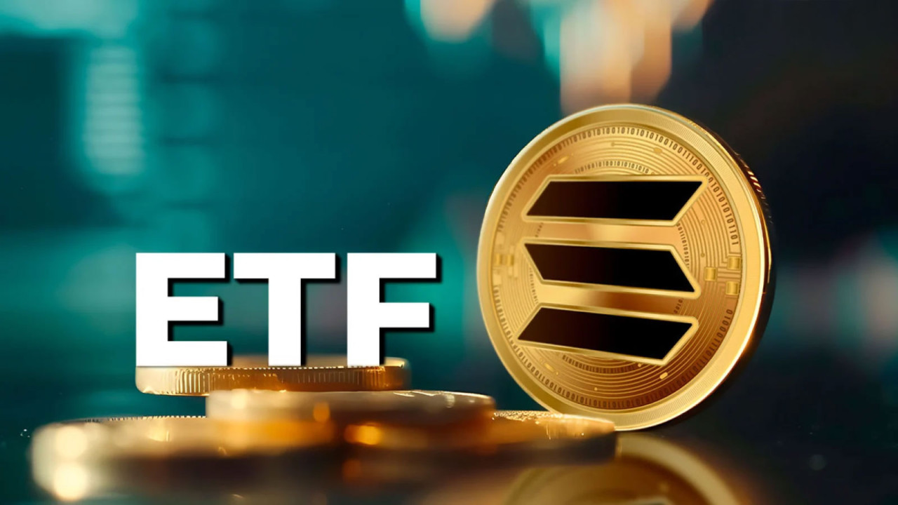 Professional illustration of an ETF document stamped 'Approved' over digital coins representing Solana and XRP, symbolizing SEC's new crypto ETF standards
