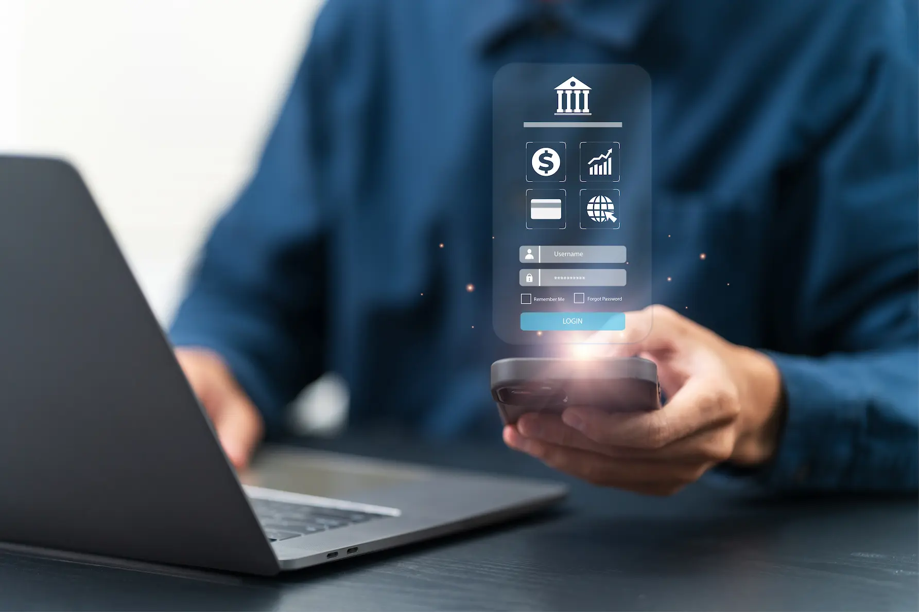 Remote worker in Latin America receiving USDC stablecoin payment on smartphone illustration