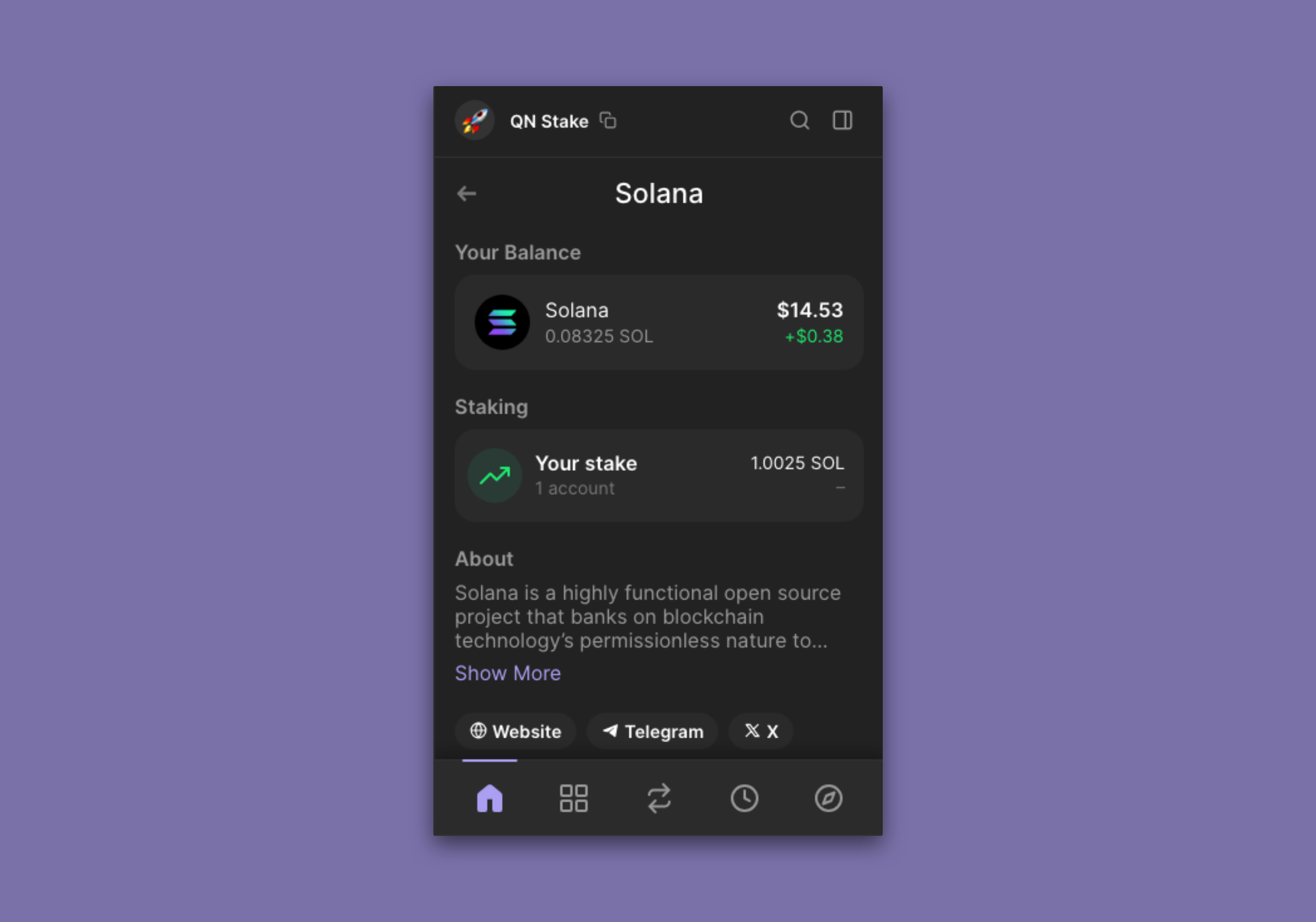 MetaMask wallet interface displaying Solana account integration and JitoSOL staking options