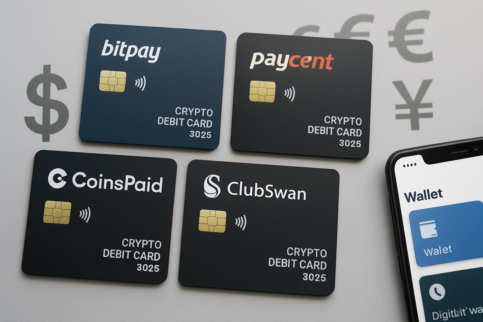 Top 5 no-KYC crypto debit cards for 2025: Bitpay, Paycent, CoinsPaid, ClubSwan, AdvCash with global currencies and digital wallets