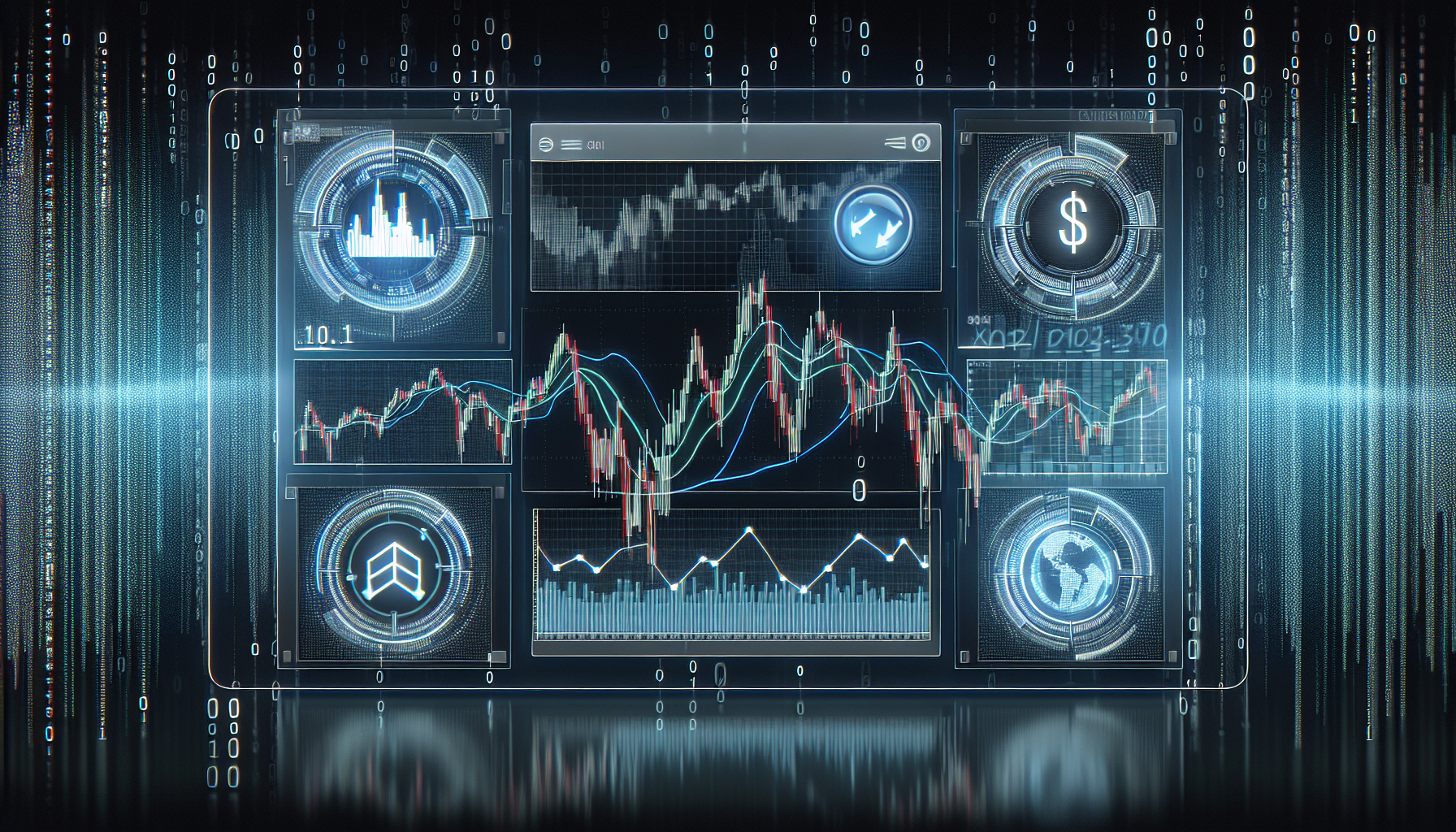 Conceptual image of crypto traders analyzing Bitcoin and S&P 500 market trends during a stock market correction, highlighting strategies like buying the dip, stop-loss orders, DCA, and automated trading bots.