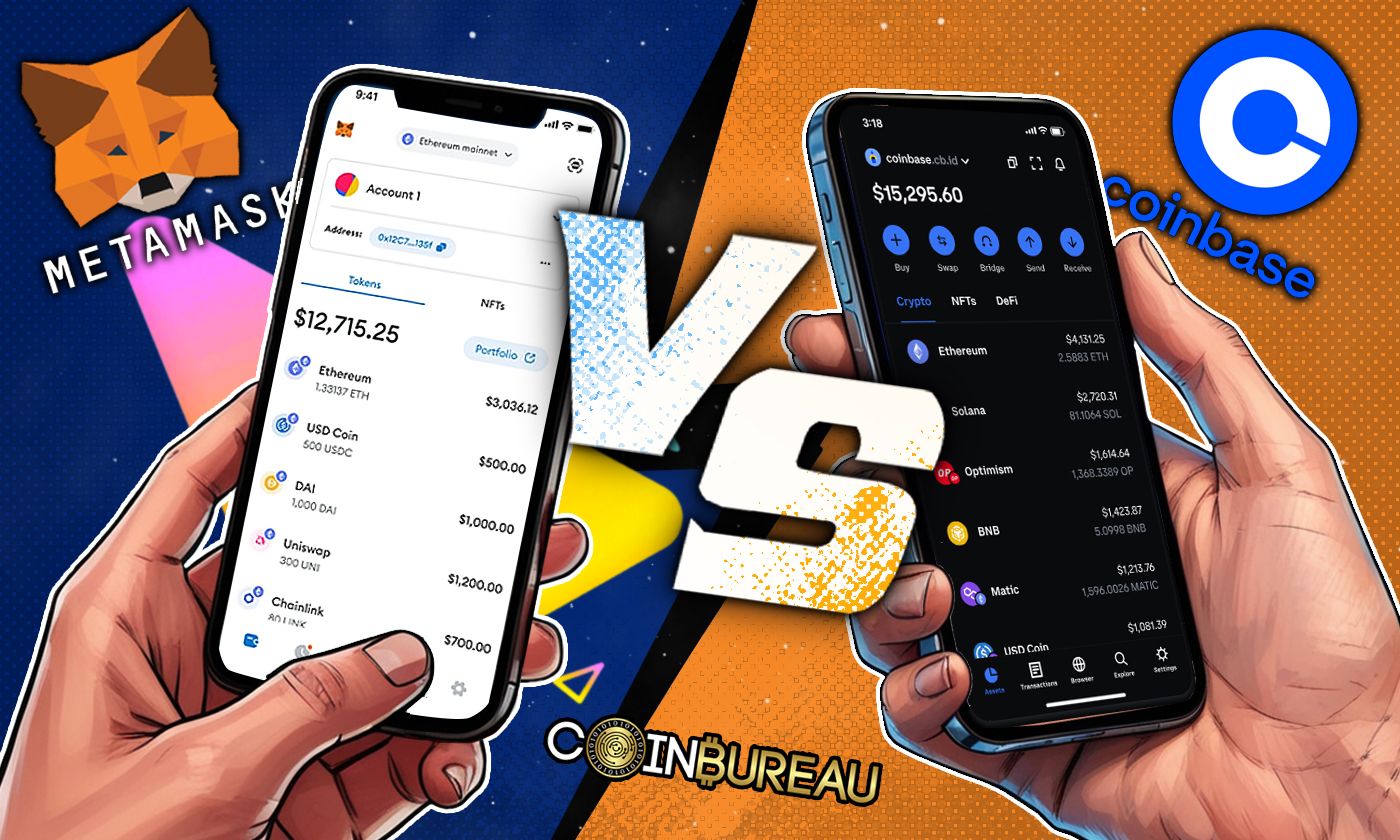 Side-by-side comparison of Trust Wallet and MetaMask mobile app interfaces displaying the buy crypto process