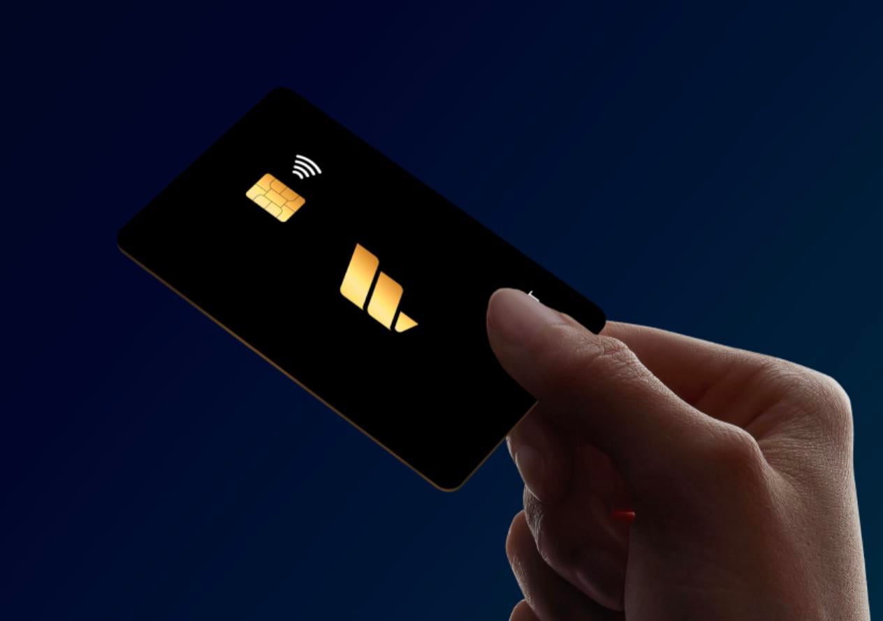 Sleek display of Crypto.com Visa Card, Monolith Visa Debit Card, and Coinbase Card with digital wallets and DAO governance voting interfaces