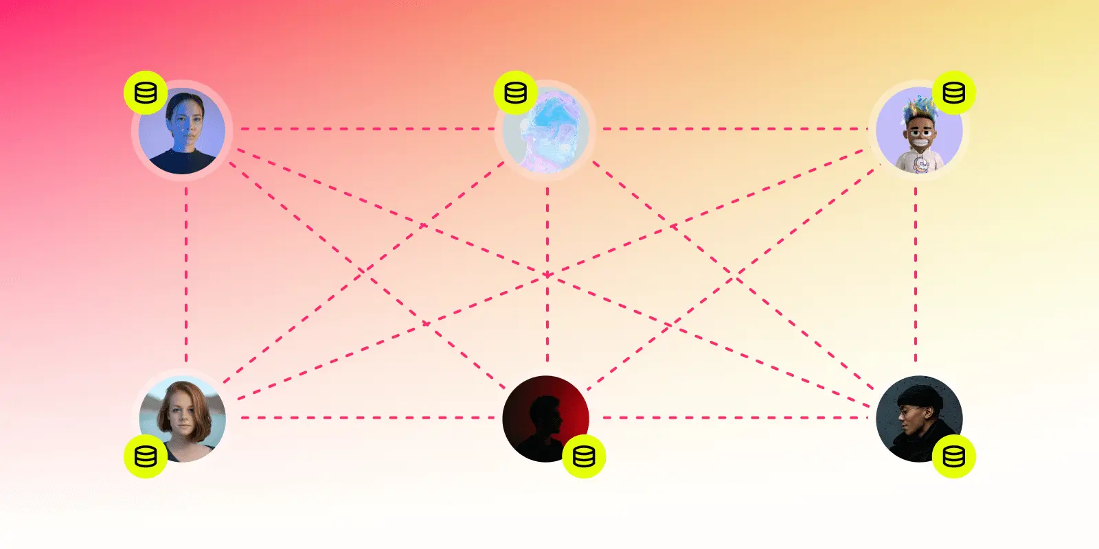 Stylized graphic of interconnected blockchain networks with data streams merging into a unified digital credit score, representing cross-chain credit scoring in DeFi.
