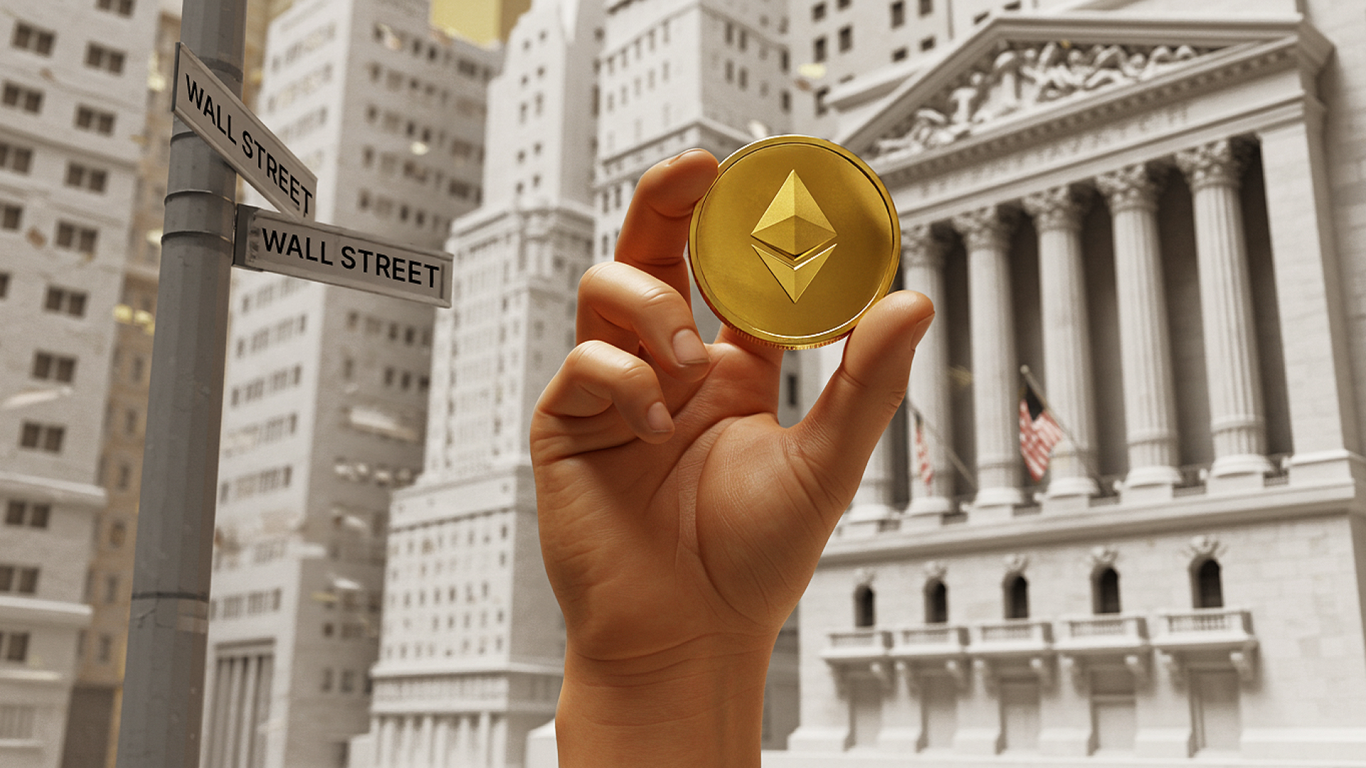 Stylized graphic of tokenized Treasury bonds growth in 2025 with digital ledger visuals and Wall Street imagery, symbolizing institutional adoption and blockchain integration.