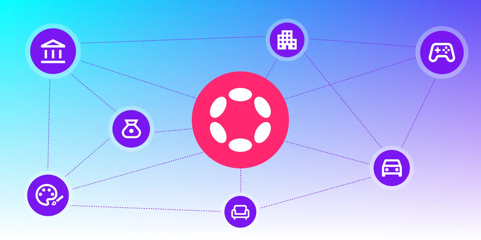 Stylized digital tokens representing music royalties being exchanged on a blockchain network, illustrating passive income and fractional ownership in 2025.
