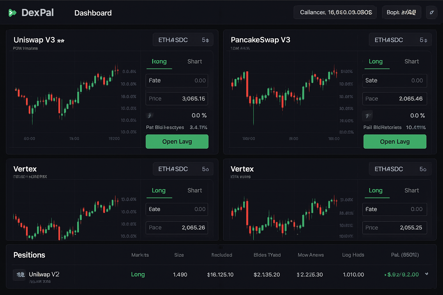 Trader using DexPal dashboard to monitor multiple decentralized exchanges for perpetual futures trading