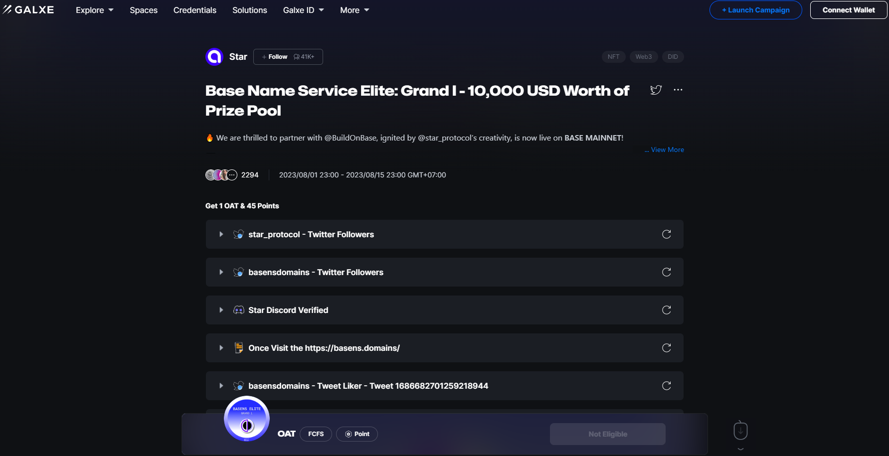 User minting their first .base domain on the Base Name Service platform interface