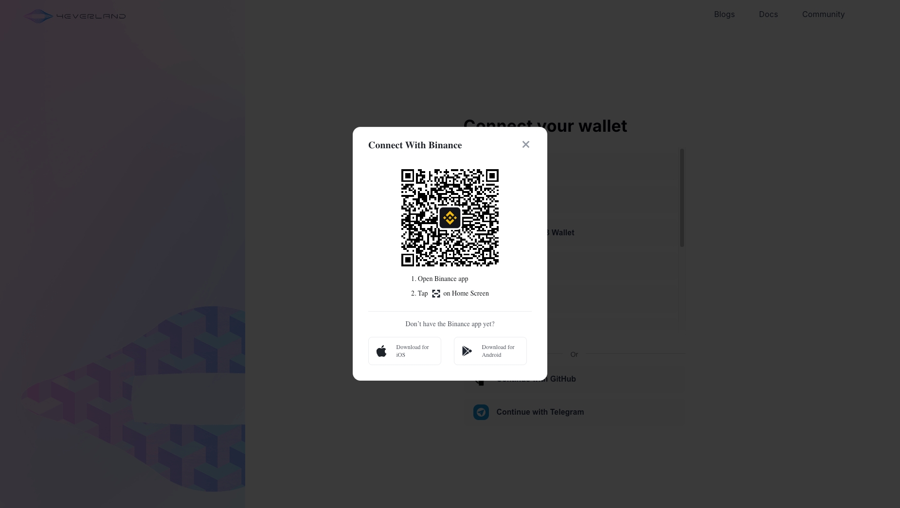 User scanning Binance QR code on desktop screen with Binance Wallet mobile app for secure connection