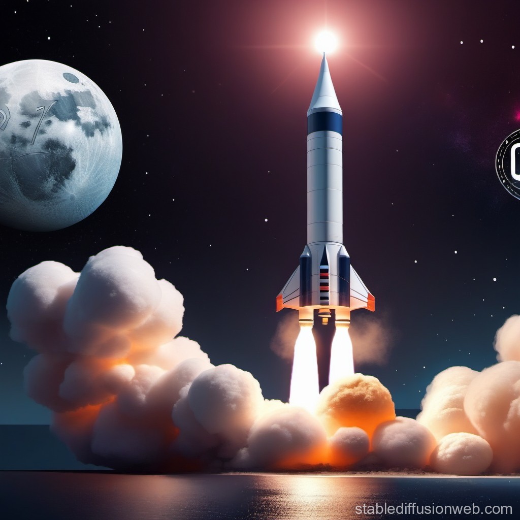 Vibrant illustration of tokens launching from a rocket featuring the Base logo, representing token launches on Base with Flaunch Groups