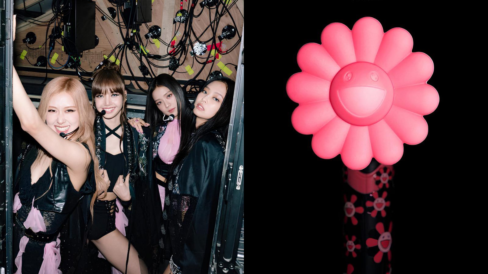 K-Pop fans holding digital tokens with popular K-Pop idols like BTS and BLACKPINK in the background, representing blockchain music royalty investment