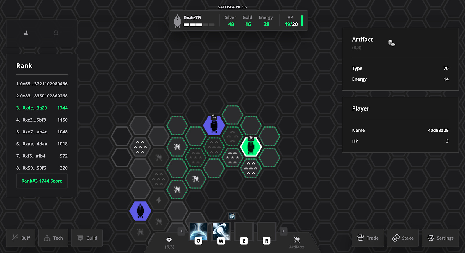 Vibrant in-game screenshot from a fully on-chain MUD or Dojo game in 2025, featuring player-built voxel structures and NFT assets, highlighting digital ownership and creativity.