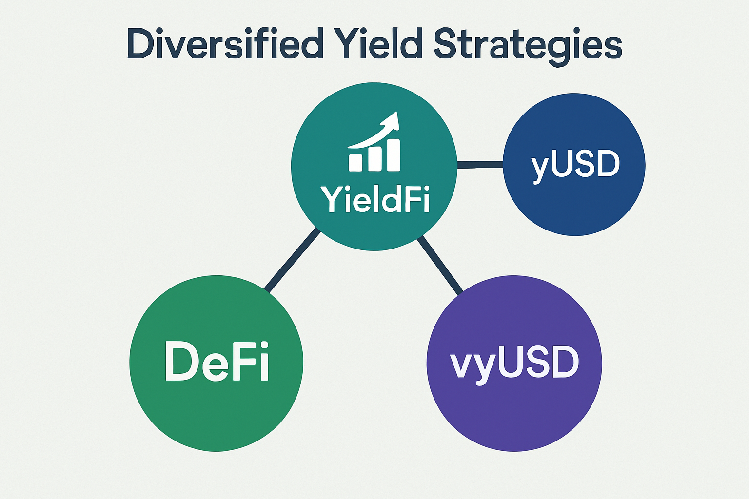 Visual breakdown of YieldFi's diversified stablecoin yield strategies for 2025, featuring yUSD and vyUSD, DeFi protocols, and automated yield generation