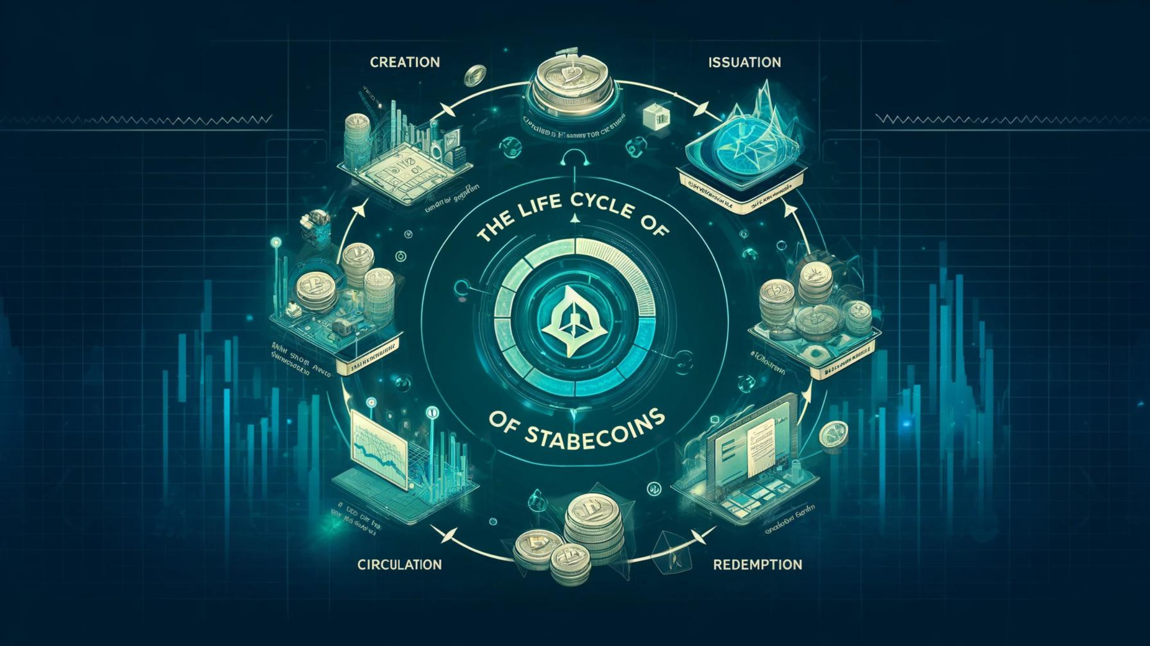 Diagram illustrating Stablechain's USDT-powered on and off-ramp ecosystem for global payments, featuring digital wallets, fiat integration, and cross-chain interoperability.