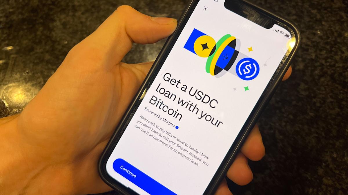 Visual guide illustrating USDC lending process within the Coinbase app interface, highlighting passive income and DeFi integration on Base blockchain.