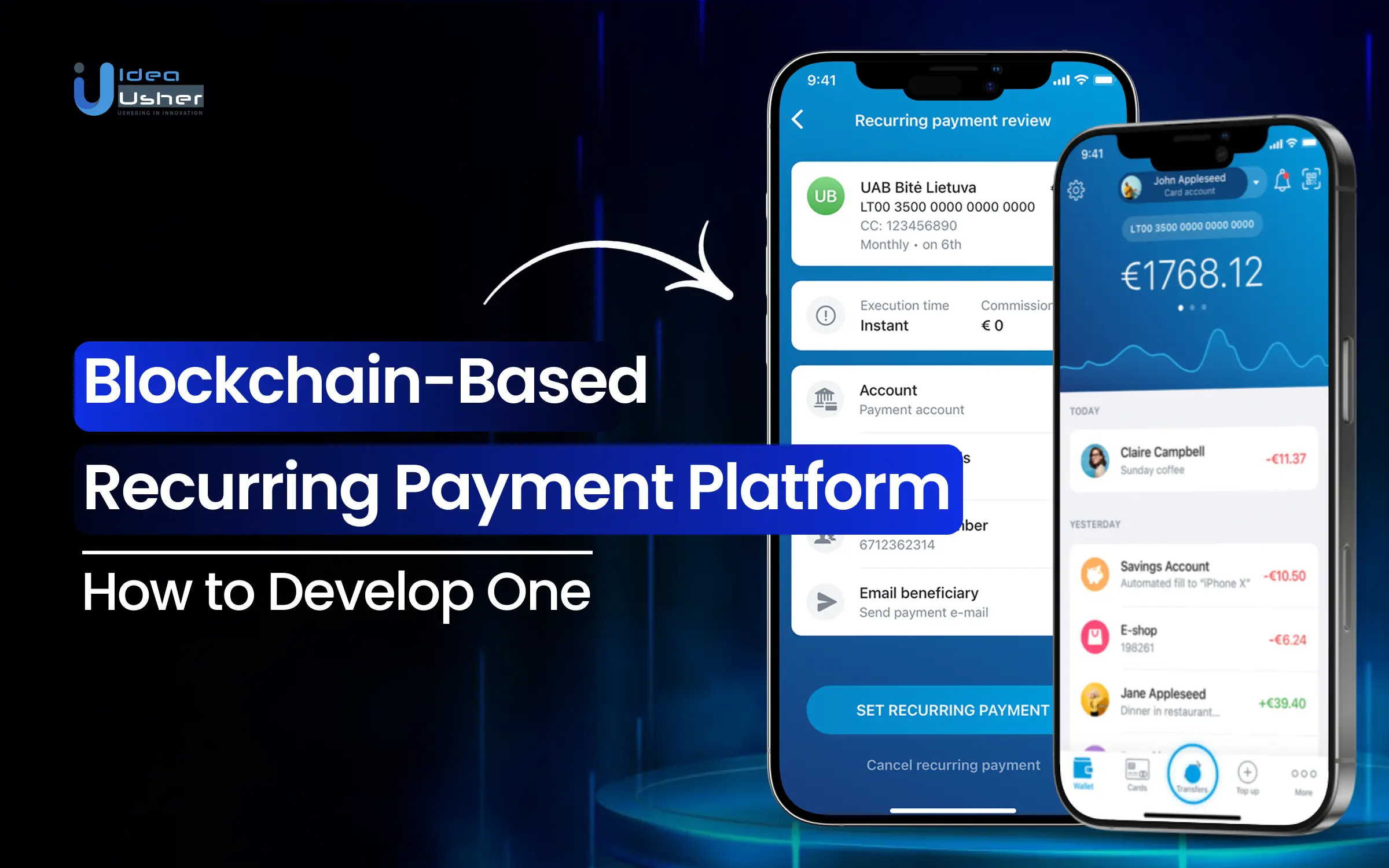 Smart contract automating recurring crypto payments for SaaS in a Web3 dashboard interface, visualizing blockchain automation and subscription management.