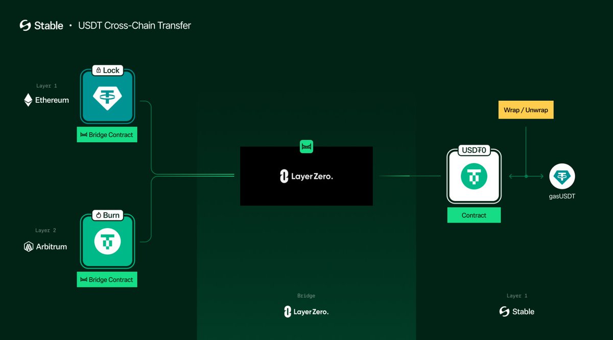 Stablechain architecture diagram illustrating USDT used as gas for blockchain transactions