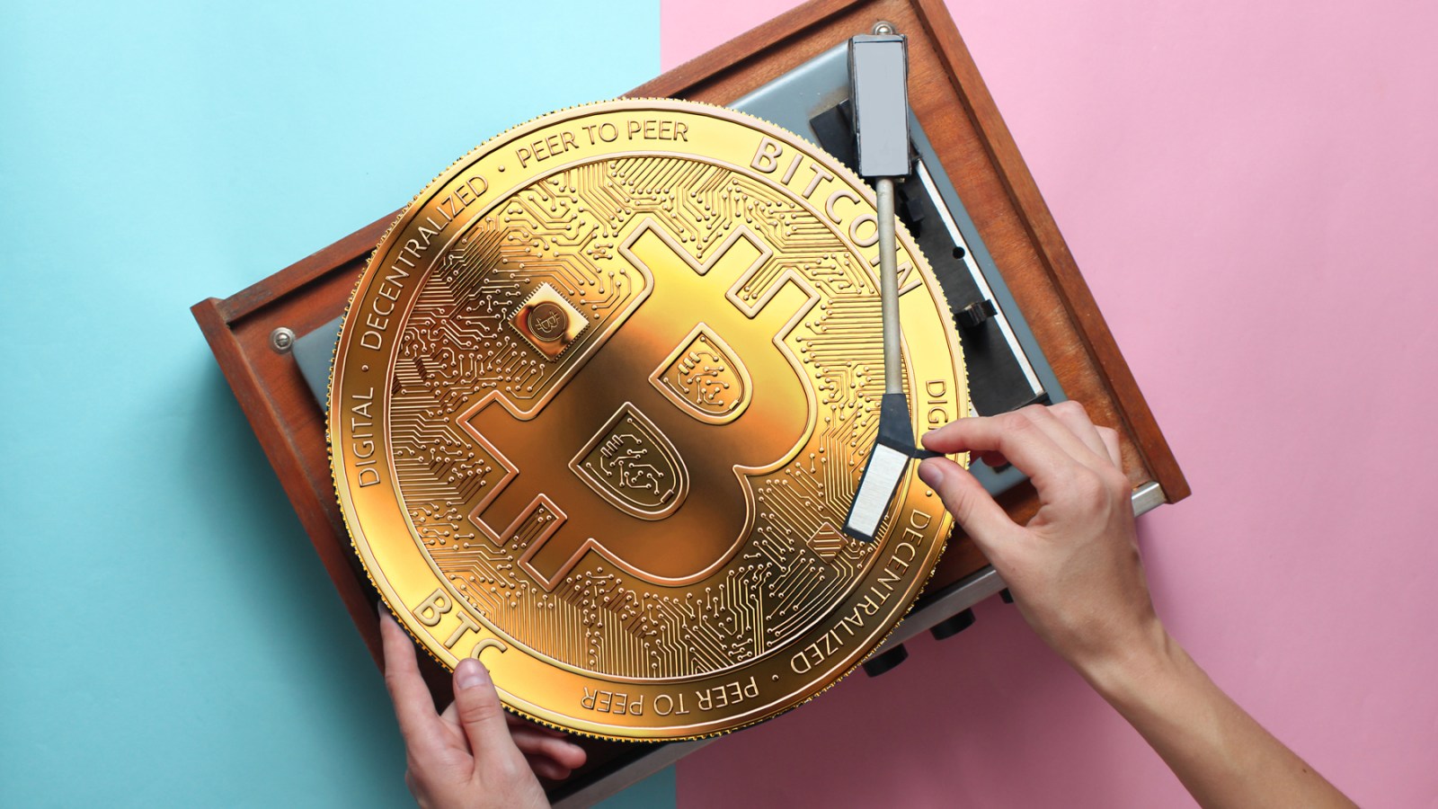 Blockchain-powered music royalty tokens being exchanged between investors, symbolizing passive income opportunities in the music industry