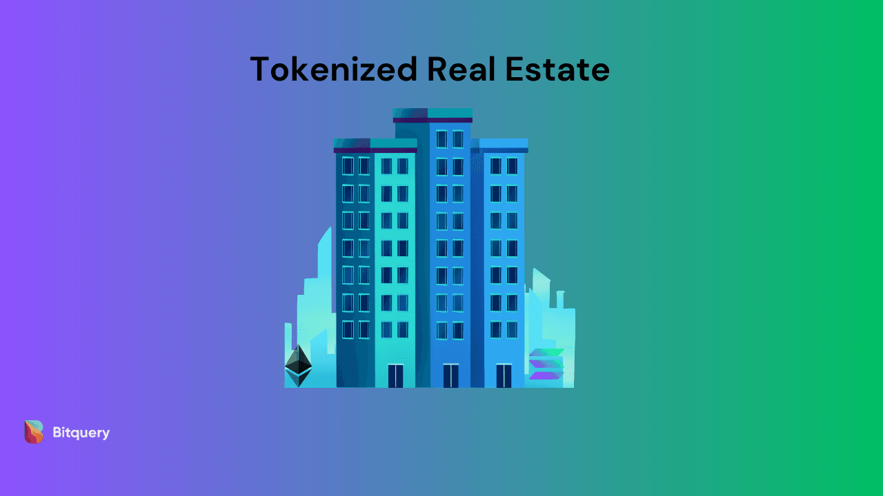 Blockchain data streams visualized as digital connections linking to property tokens, illustrating real-time tokenized real estate liquidity in 2025.