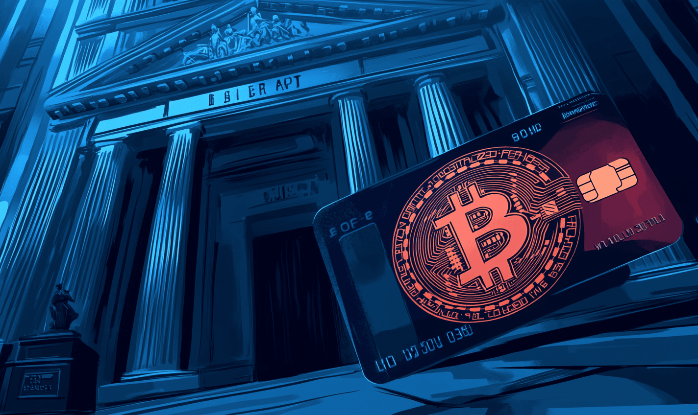 BNY and Visa logos connected by digital stablecoin symbols with onramps leading into the crypto ecosystem, illustrating institutional adoption in 2025