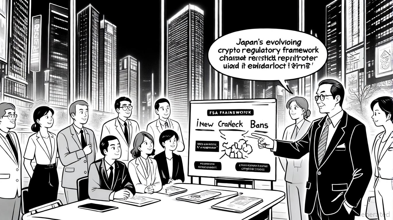 Japan Financial Services Agency overseeing cryptocurrency exchanges, symbolizing regulatory oversight and crypto compliance in Japan